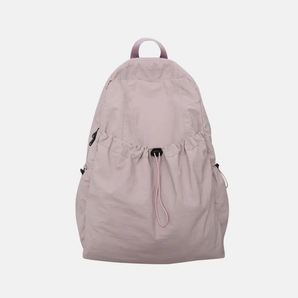 Drawstring Nylon Backpack Bag Dusty Pink One Size Easy Apparels