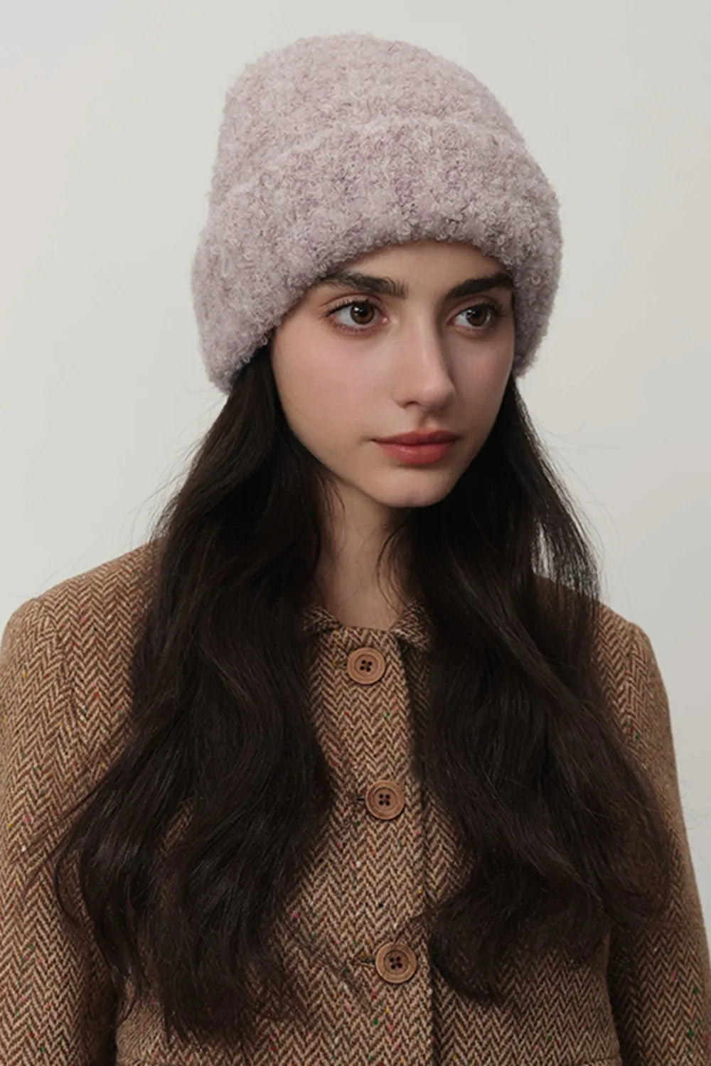 Solid Color Thermal Knit Hat Mauve One Size Easy Apparels