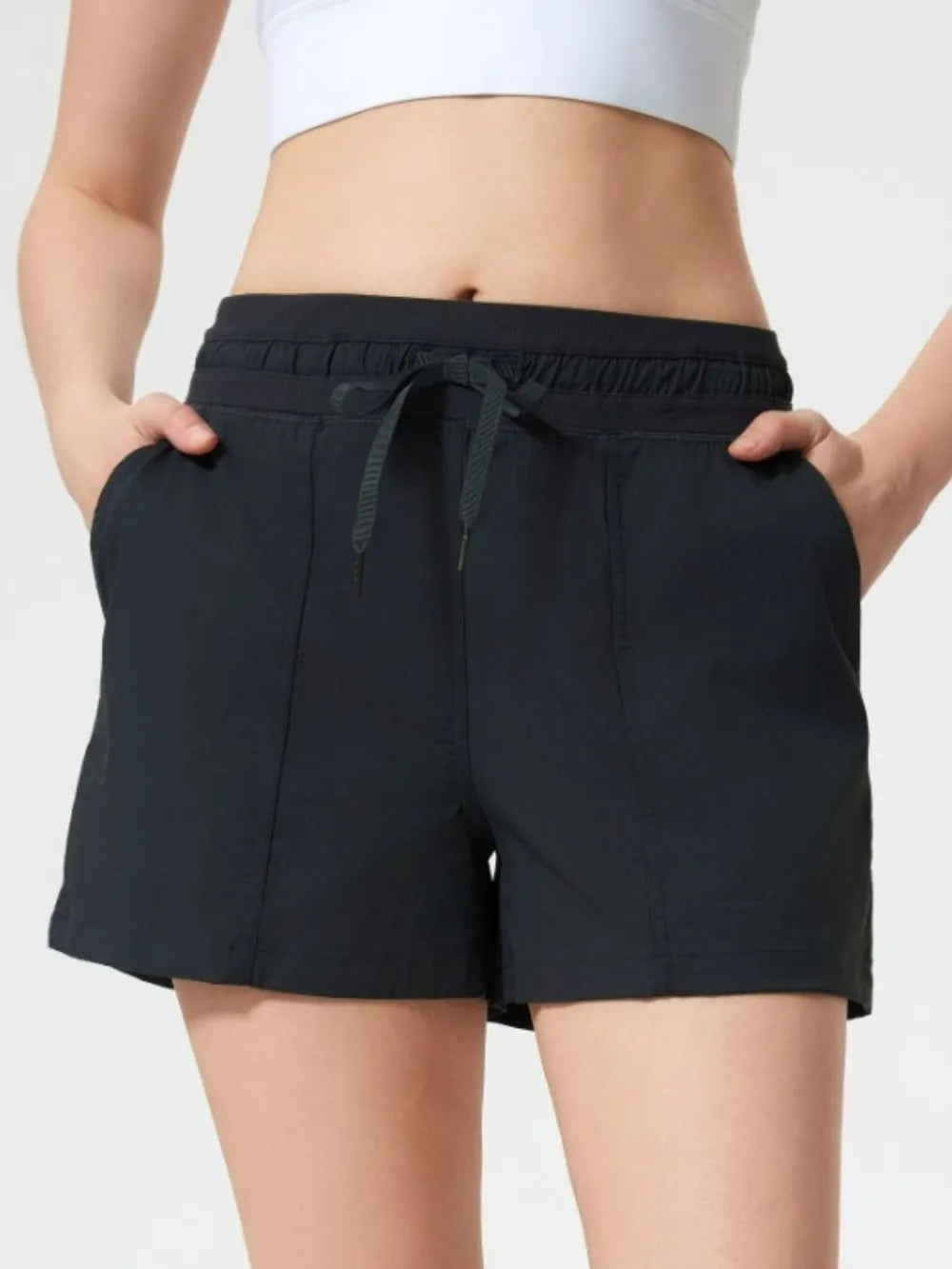 Millennia Drawstring Active Shorts with Pockets Black Easy Apparels