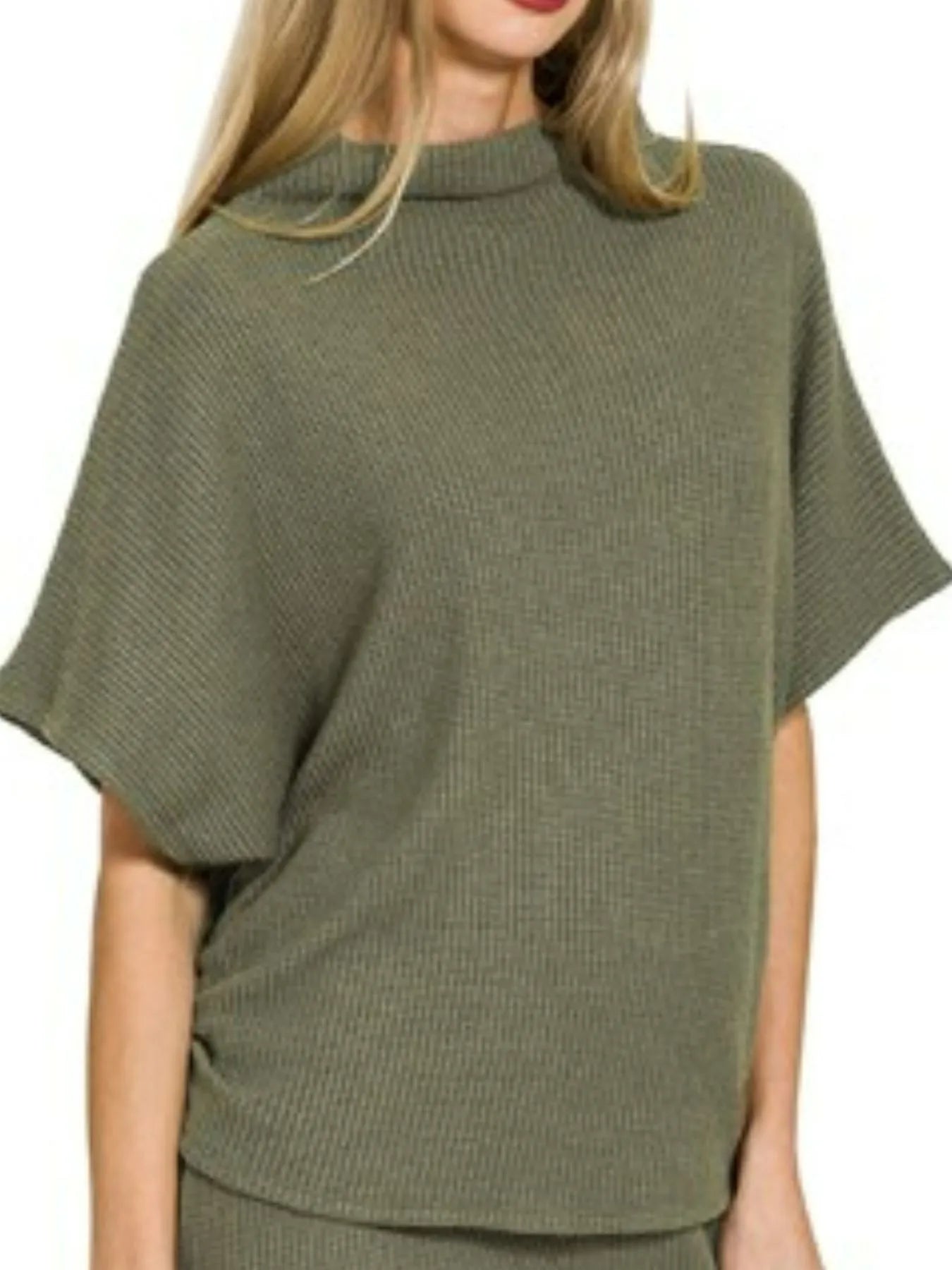 Zenana Mock Neck Top and Pants Sweater Set Easy Apparels