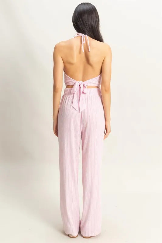 HYFVE Striped Halter Neck Top and Pants Set Easy Apparels