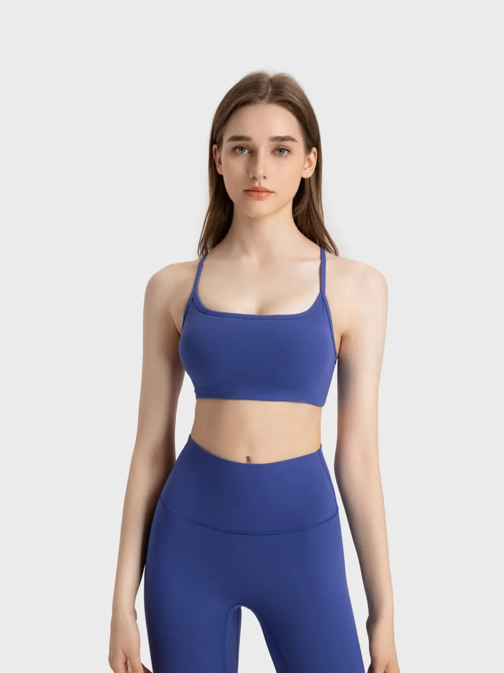 Millennia Crisscross Back Scoop Neck Active Cami with Detachable Chest Pads Easy Apparels