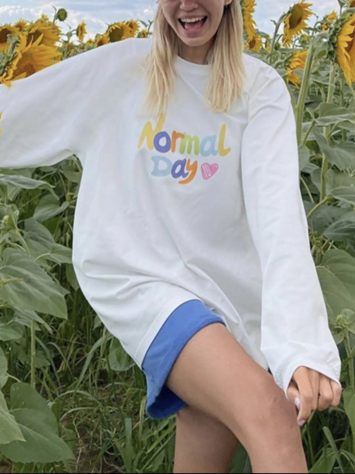 Trendsi Normal Day Long Sleeve T-Shirt White