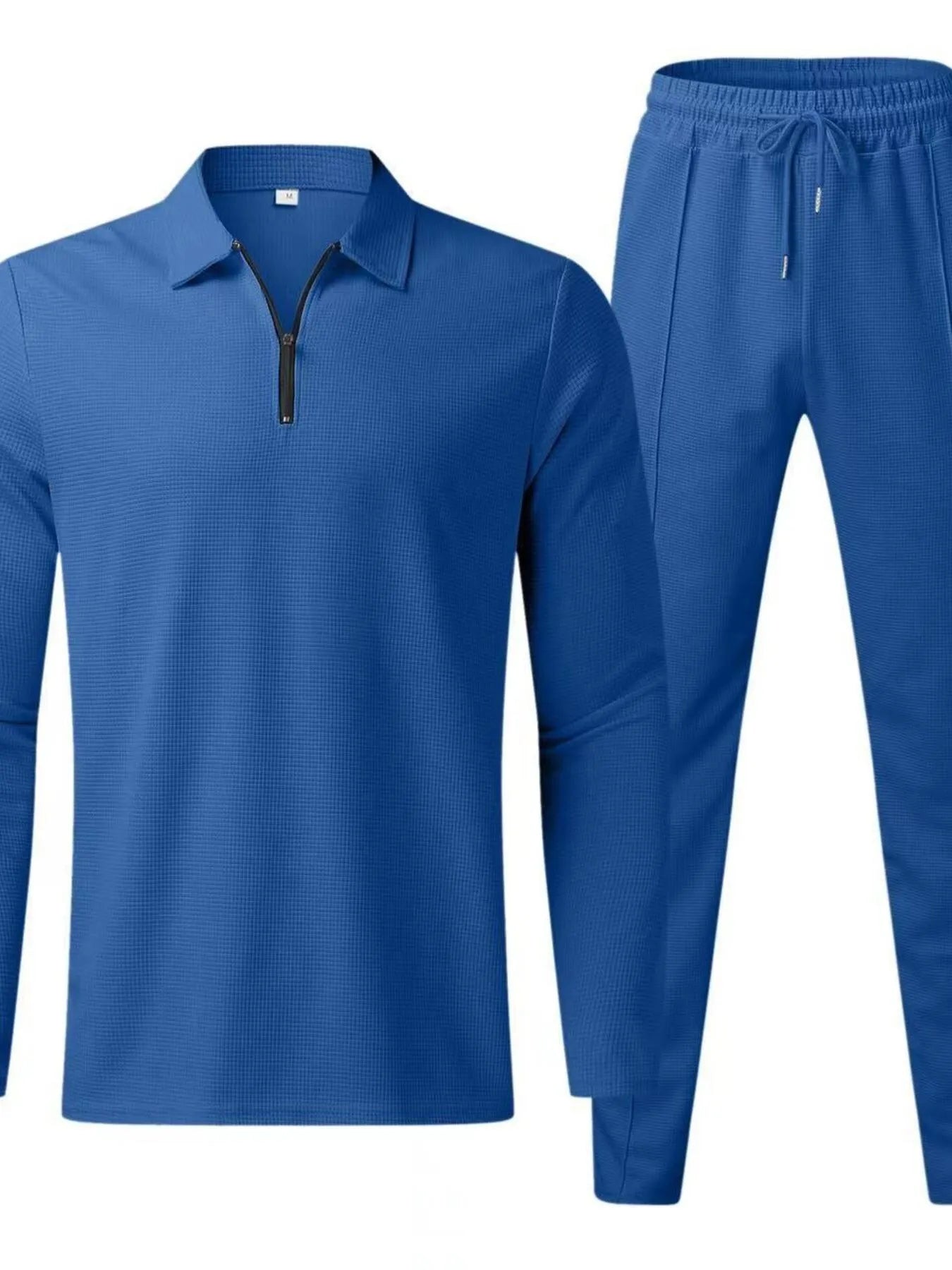 Men's Full Size Long Sleeve Top and Pants Set Plus Size Royal Blue Easy Apparels
