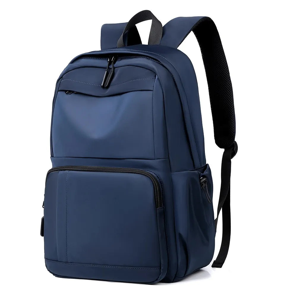 Multi-Pockets Solid Color Backpack Bag Navy One Size Easy Apparels