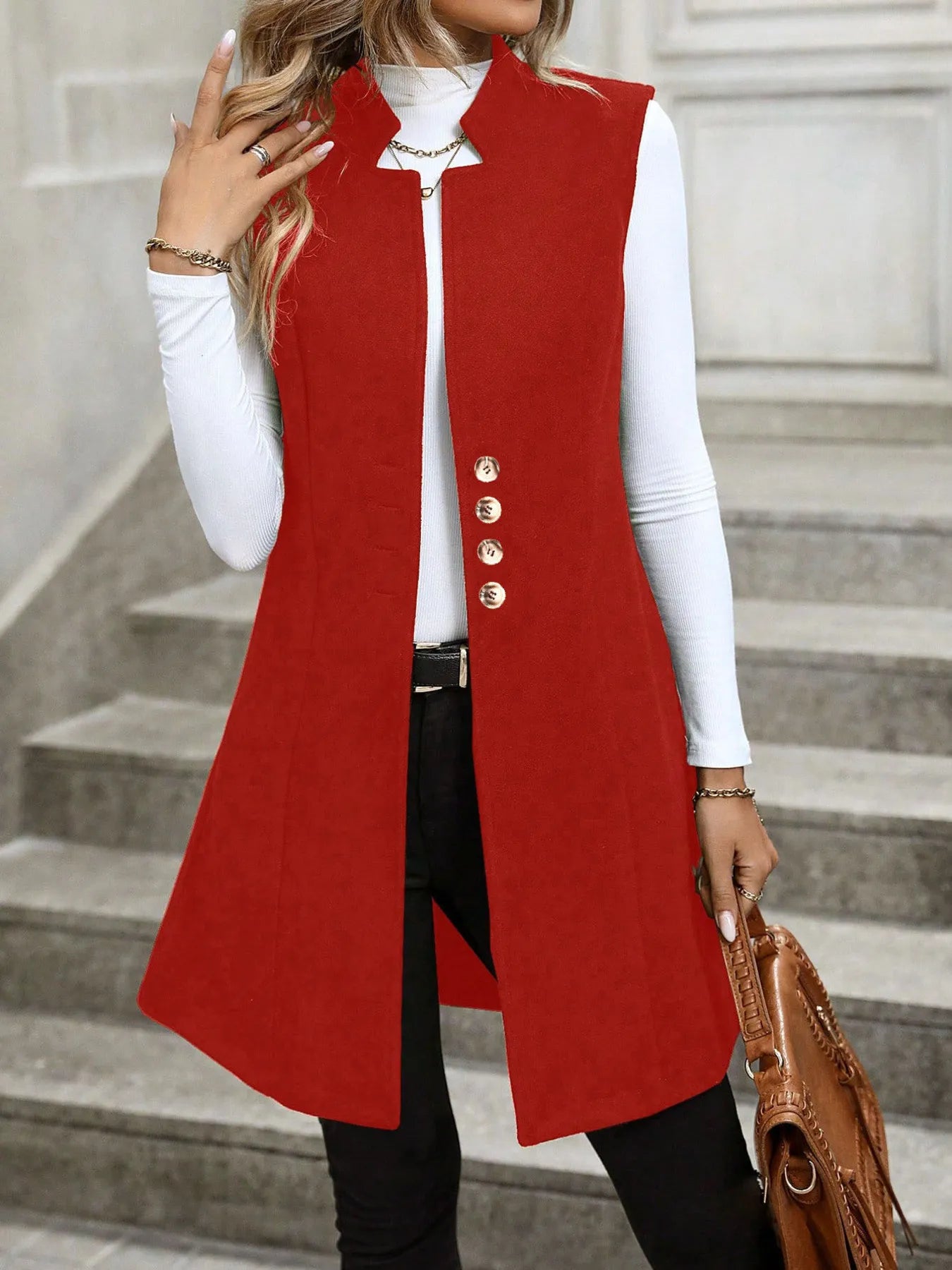 Button Up Longline Vest Coat Easy Apparels