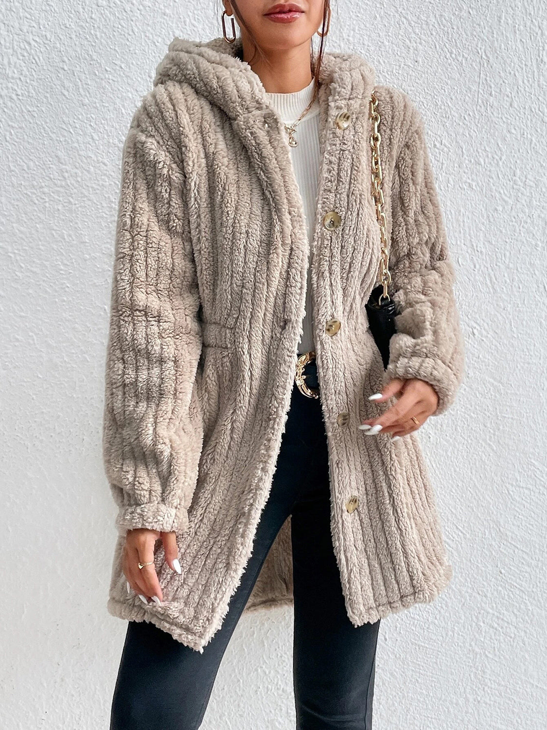Button Down Hooded Coat Easy Apparels