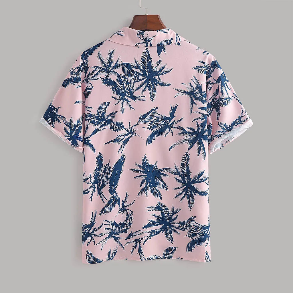 Men's Full Size Tropical Print Hawaiian Style Top and Shorts Set Plus Size Easy Apparels