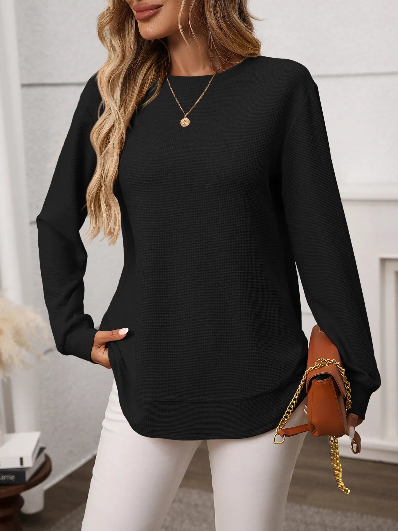 Trendsi Long Sleeve Round Neck T-Shirt