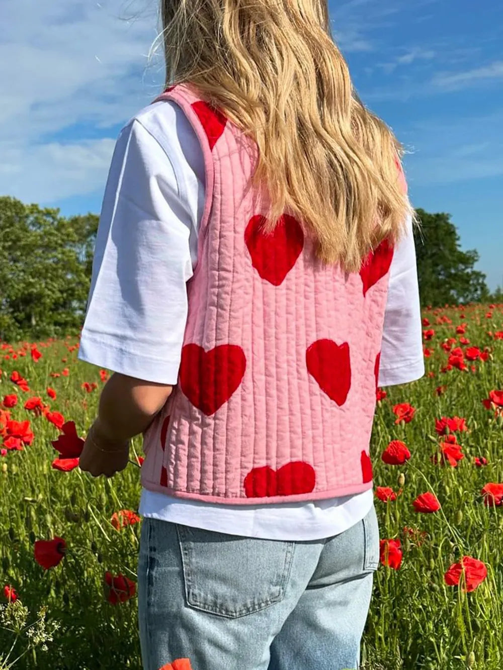 Tied Heart Vest with Pockets Easy Apparels