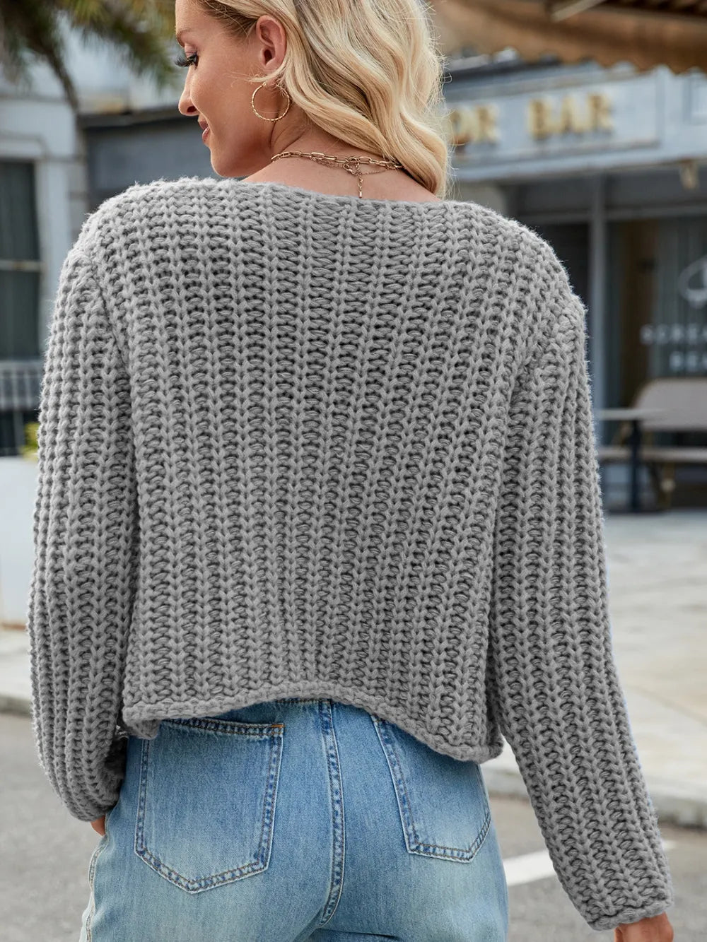 Round Neck Button Up Cardigan with Pockets Easy Apparels