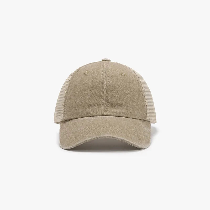 Breathable Mesh Adjustable Baseball Cap Tan One Size Easy Apparels