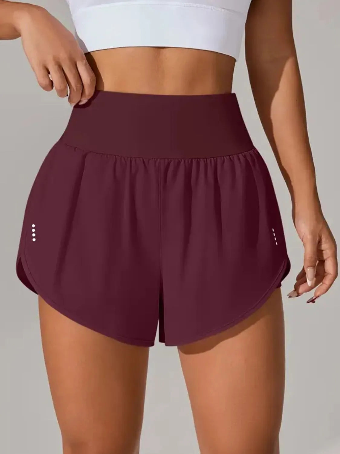 Pocketed High Waist Active Shorts Plum Purple Easy Apparels