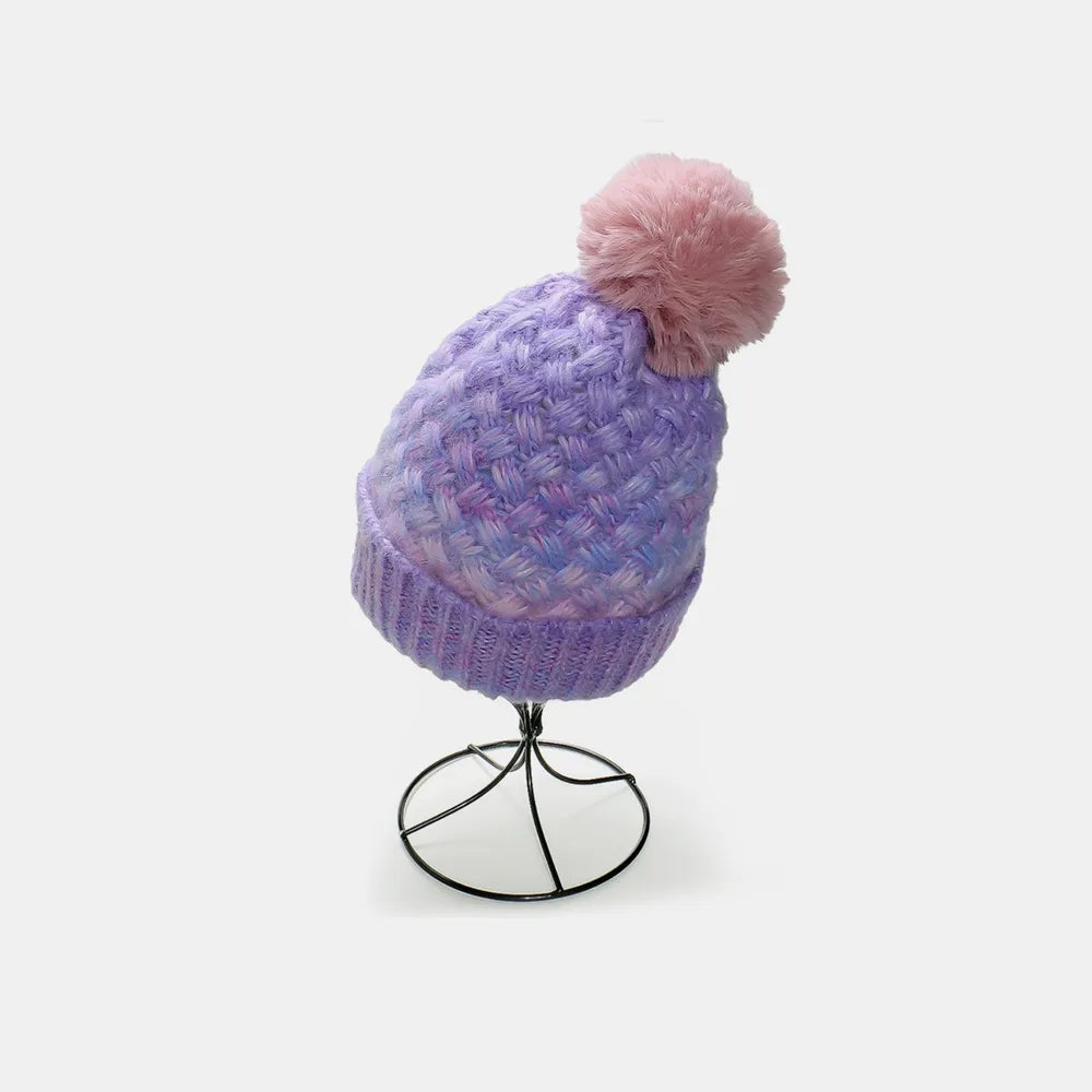 Gradient Knit Hat with Pompom Lavender One Size Easy Apparels