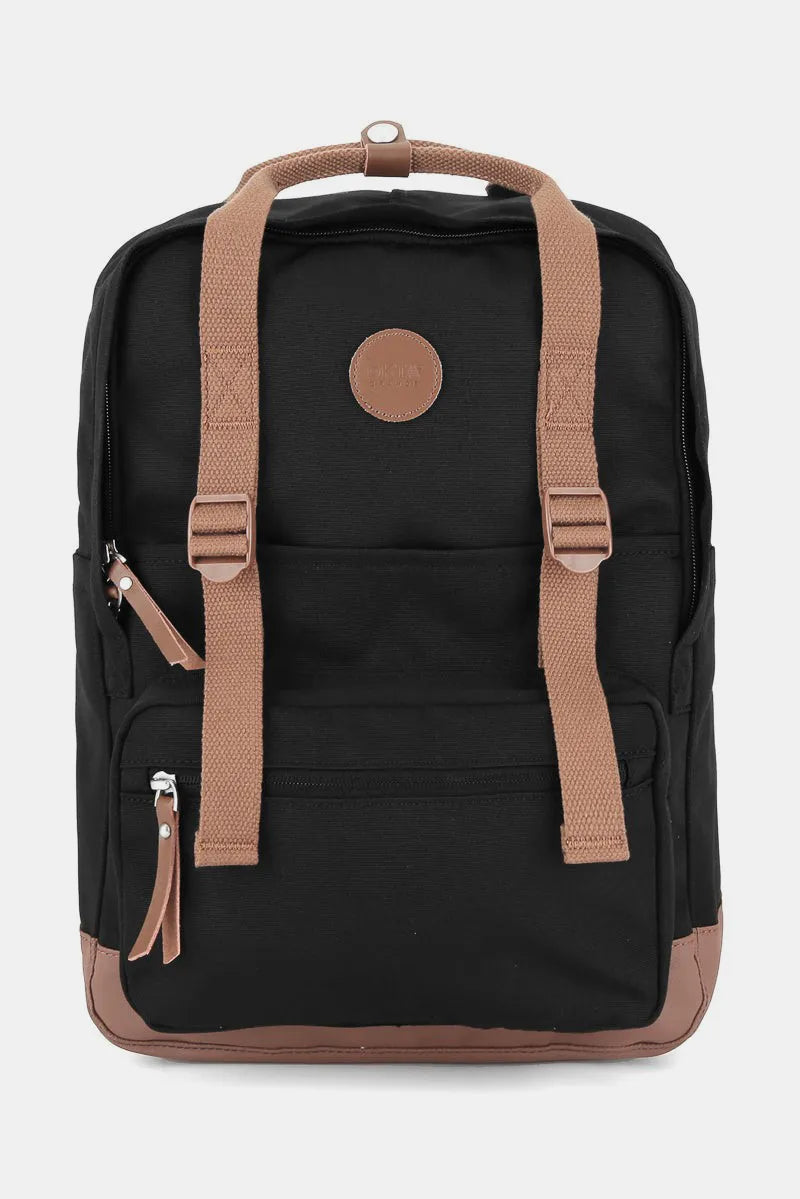 Himawari Waterproof Canvas Backpack Bag with Side Pockets Black Brown One Size Easy Apparels