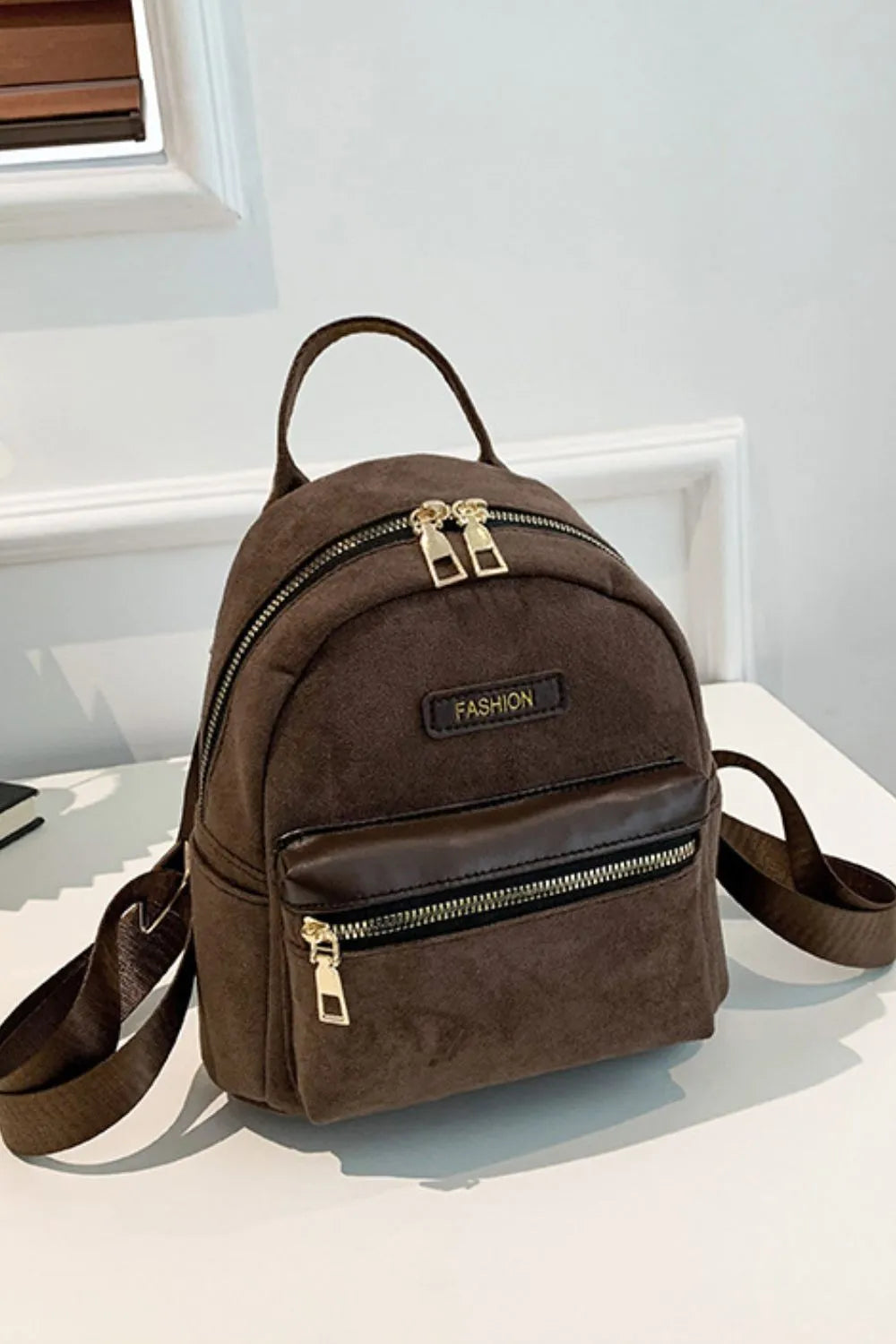 Suede Adjustable Strap Backpack Bag Easy Apparels