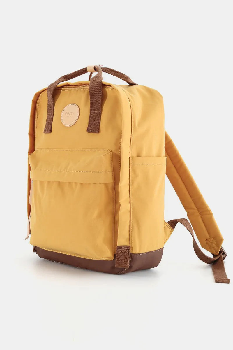 Himawari Waterproof Canvas Backpack Bag with Side Pockets Yellow One Size Easy Apparels