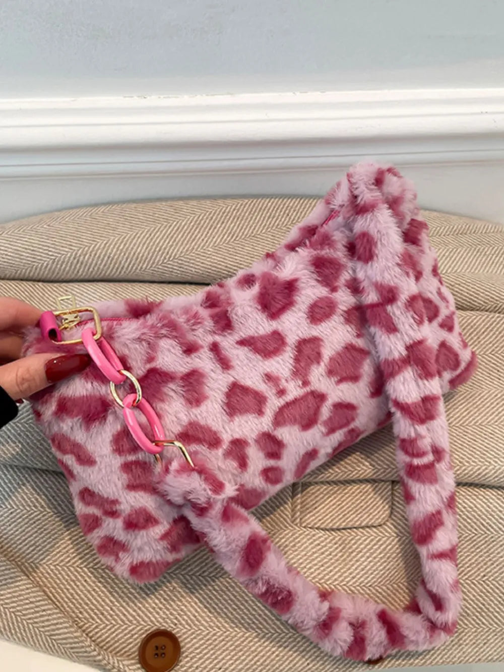 Leopard Fluff Shoulder Bag Easy Apparels