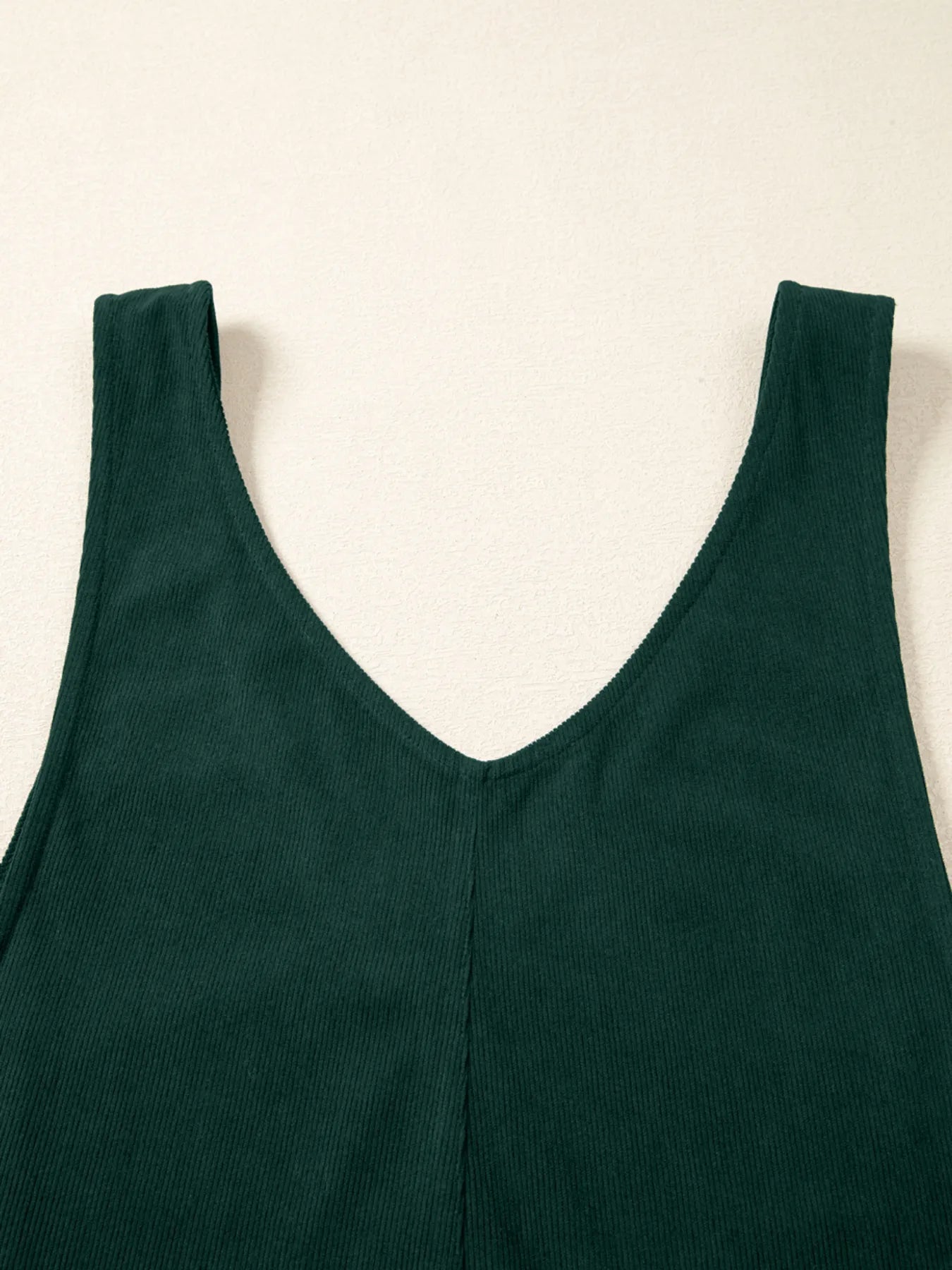 Corduroy V Neck Patched Pocket Sleeveless Jumpsuit Easy Apparels