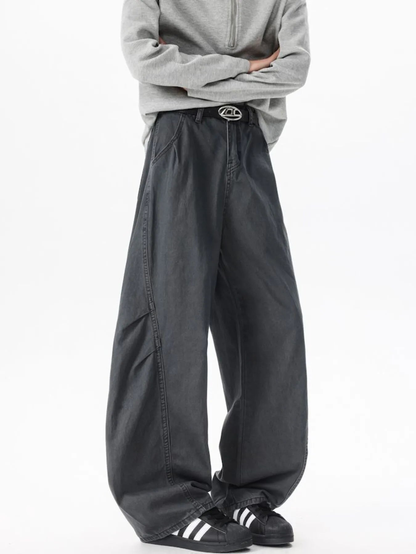 Men's Wide Leg Jeans Grey Easy Apparels