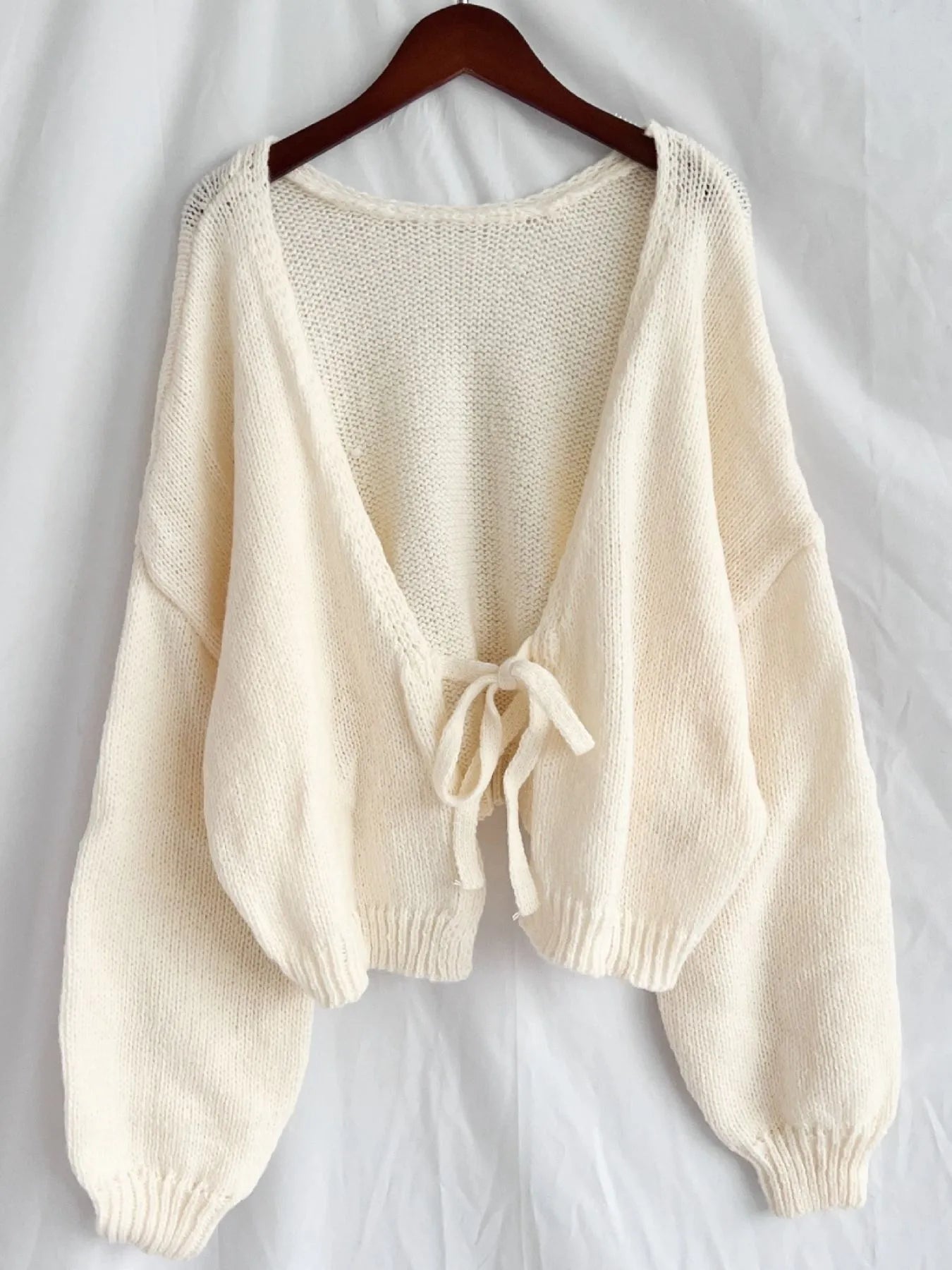 Tied Drop Shoulder Cardigan Easy Apparels