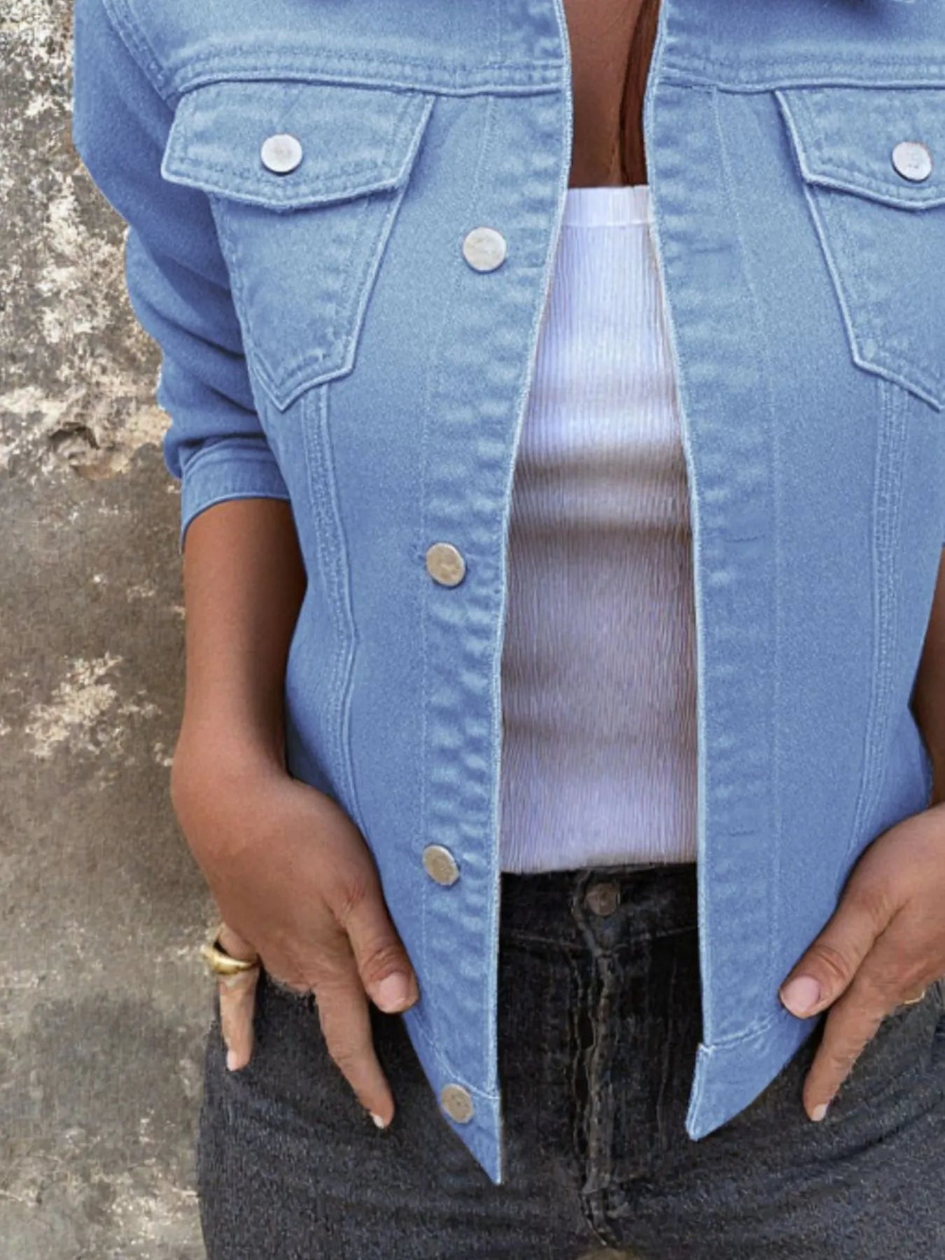 Button Front Closure Denim Jacket Easy Apparels