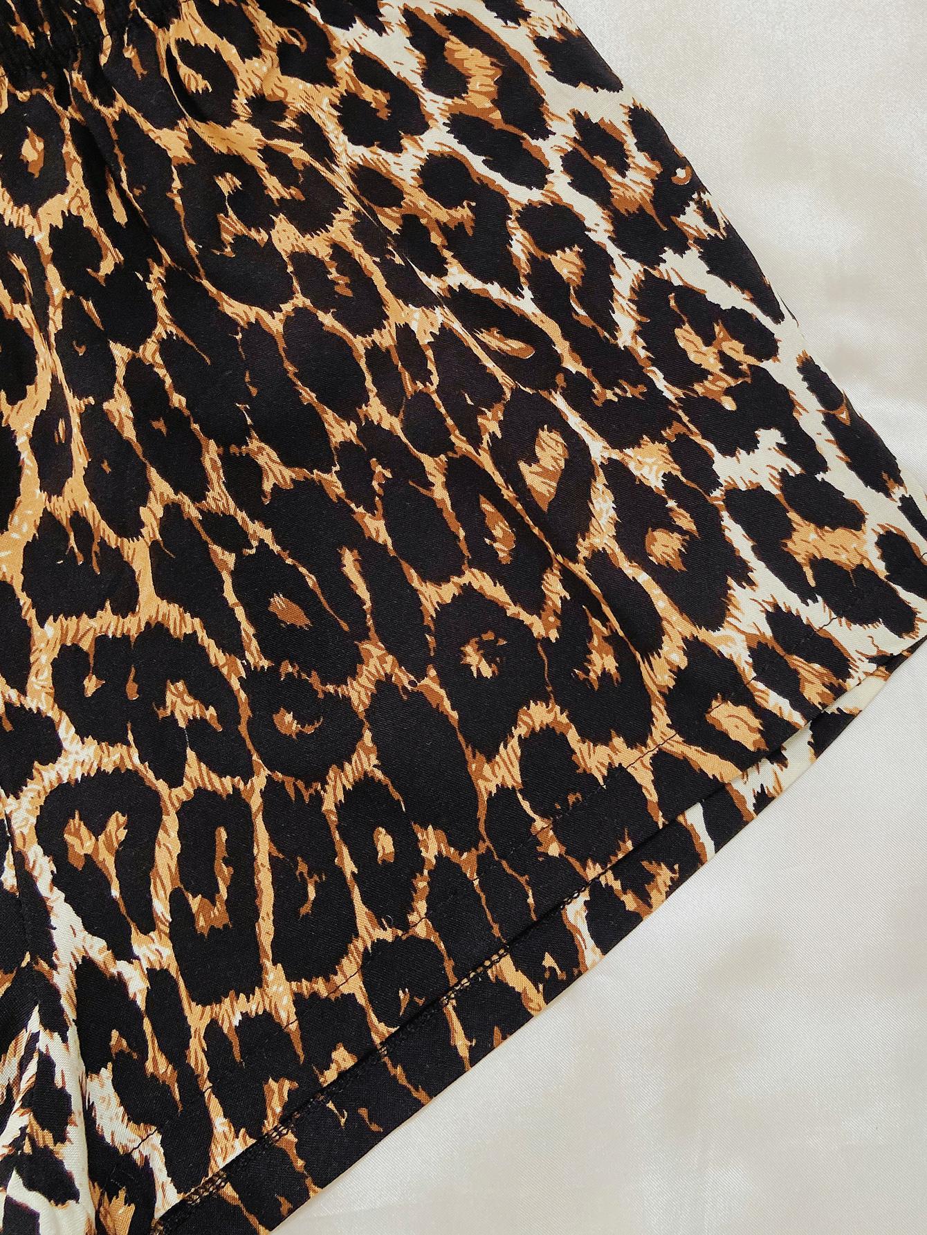 Leopard Lip Graphic Top and Shorts Lounge Set Easy Apparels