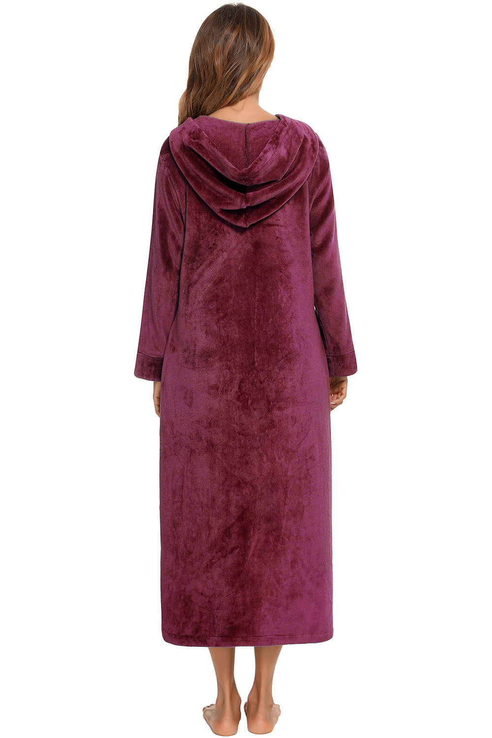Zip Front Hooded Night Dress with Pockets Easy Apparels