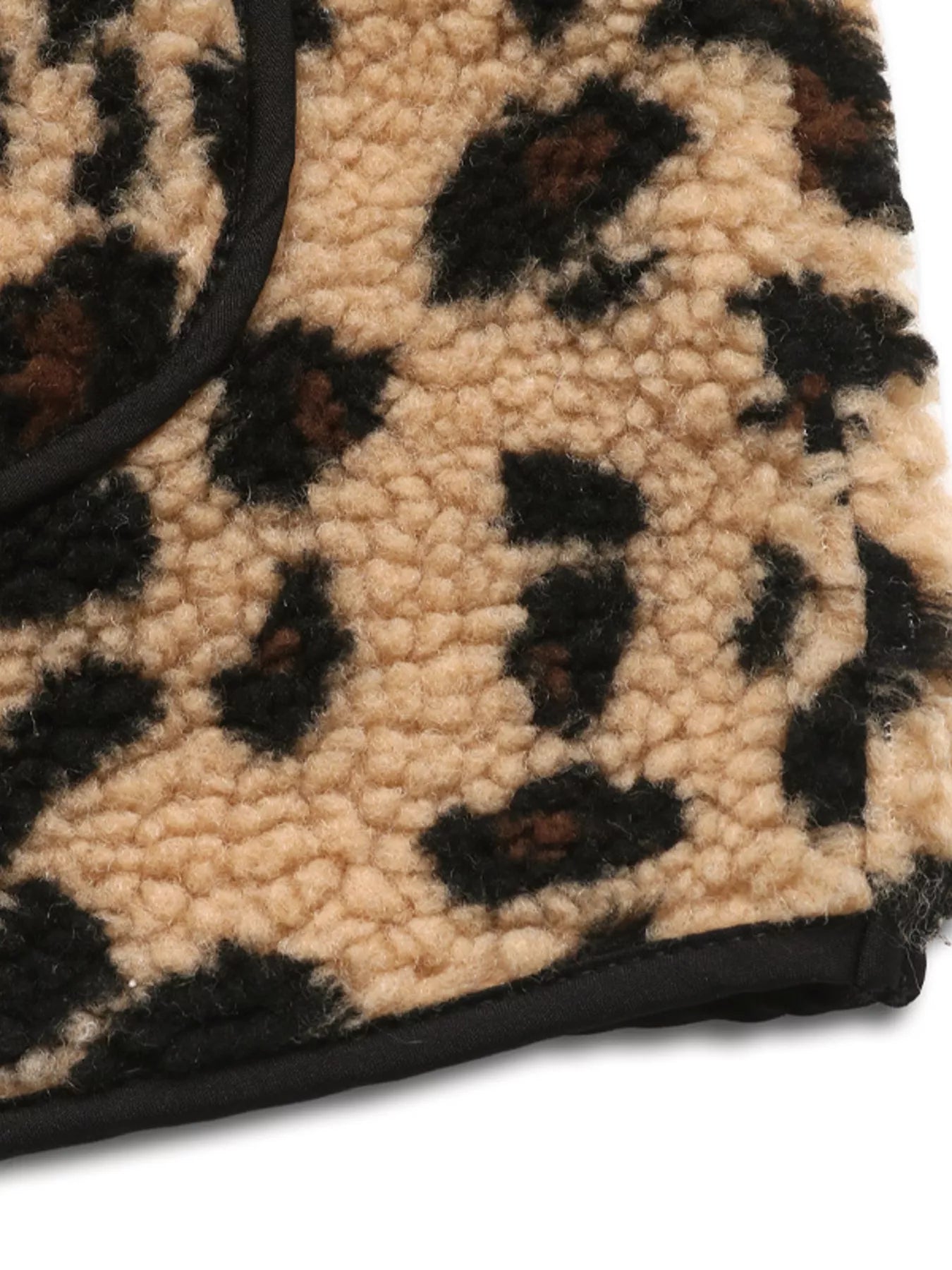 Leopard Fleece Vest Coat with Pockets Easy Apparels