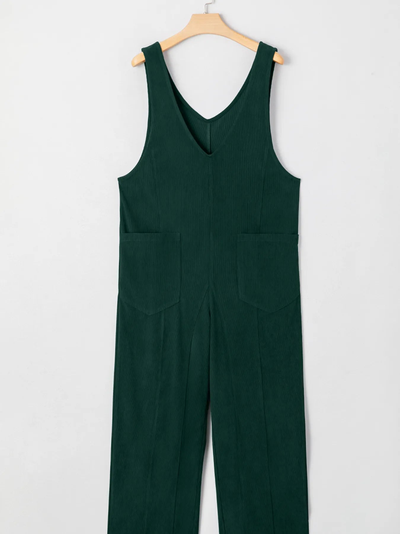 Corduroy V Neck Patched Pocket Sleeveless Jumpsuit Easy Apparels