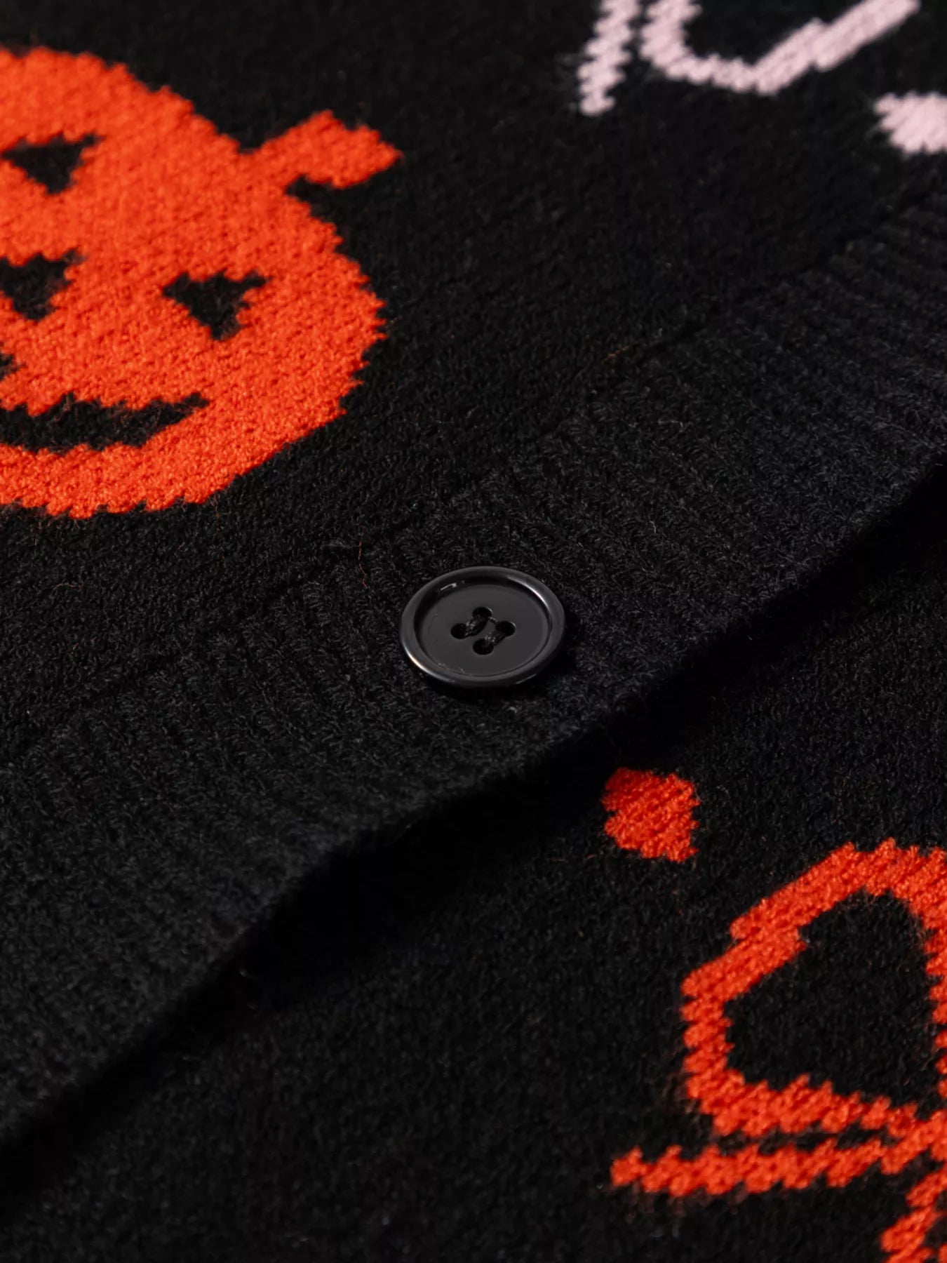 Halloween Pumpkin Pattern Button-Up Cardigan Easy Apparels
