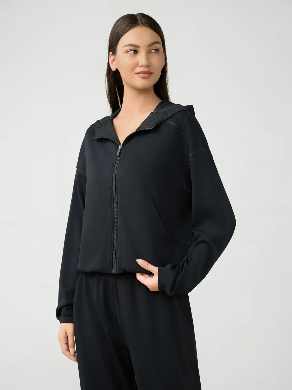 Millennia Zip Up Dropped Shouder Active Hooded Easy Apparels