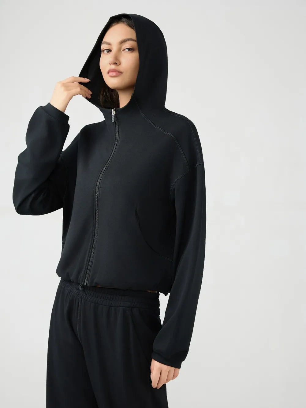 Millennia Zip Up Dropped Shouder Active Hooded Easy Apparels