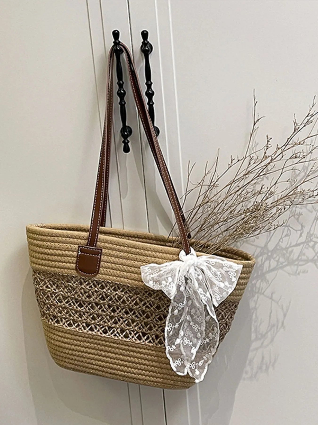 Woven Straw Shoulder Bag Easy Apparels