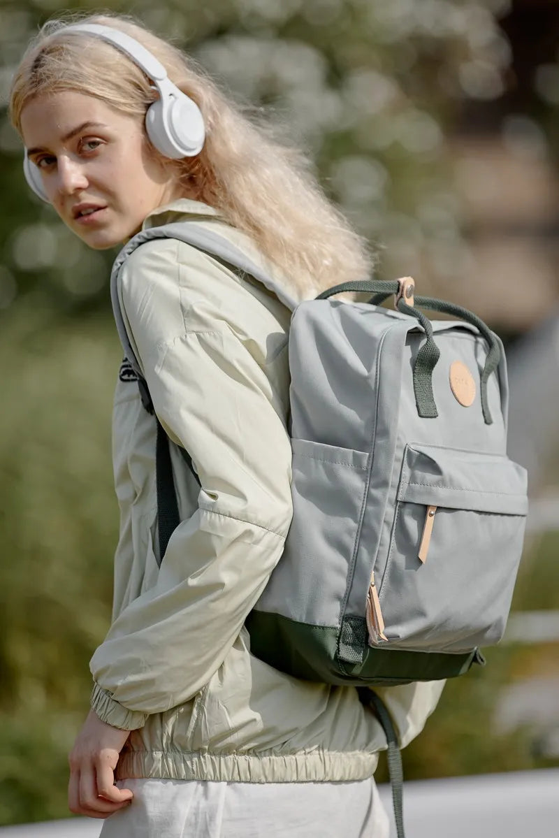 Himawari Waterproof Canvas Backpack Bag with Side Pockets Gray One Size Easy Apparels