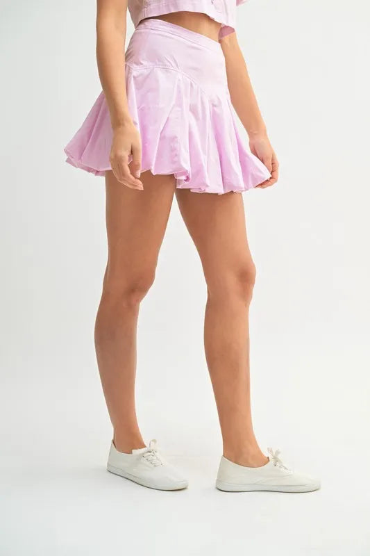 MABLE Puff Sleeve Button Down Top and Bubble Skirt Set Easy Apparels