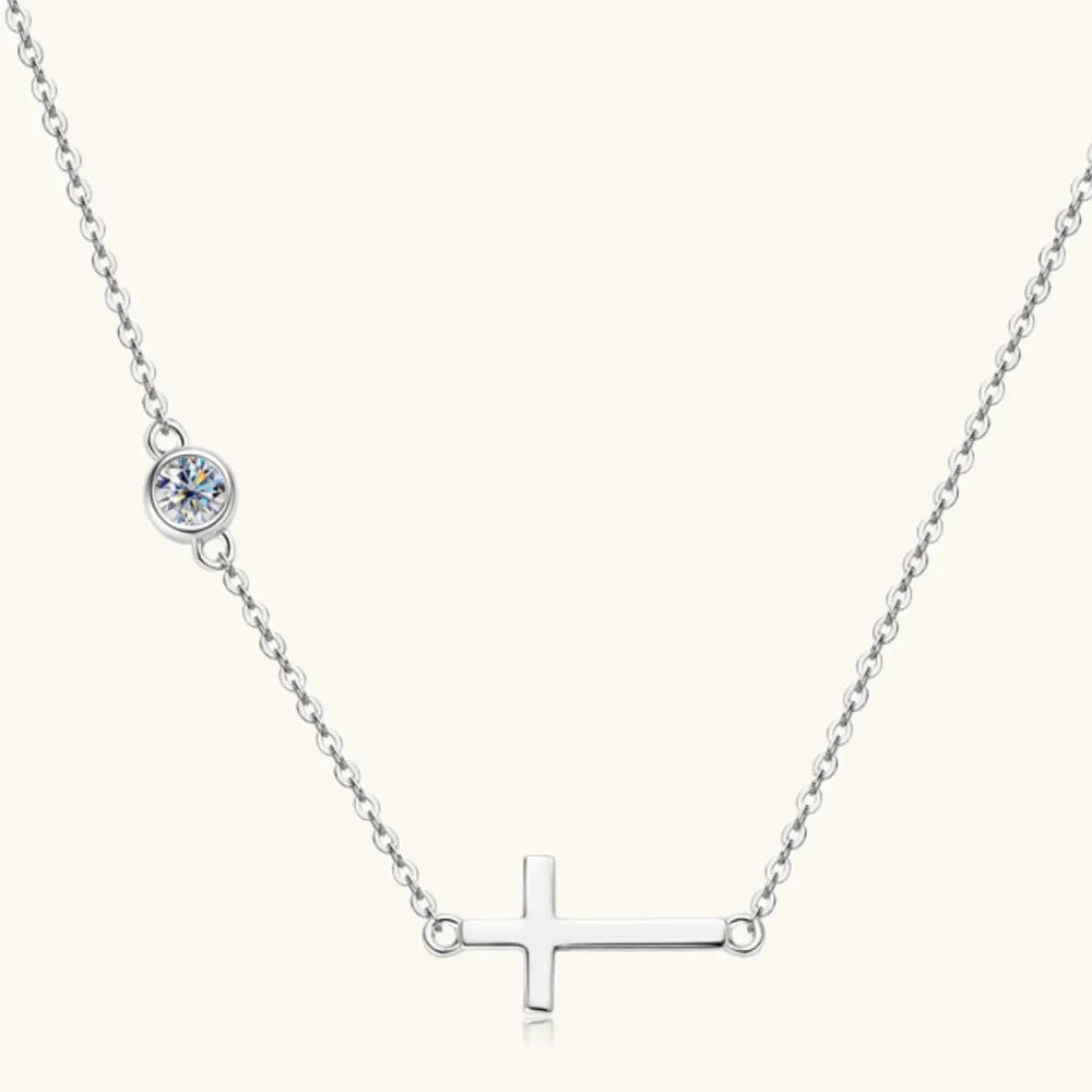 Cross 925 Sterling Silver Moissanite Necklace Easy Apparels