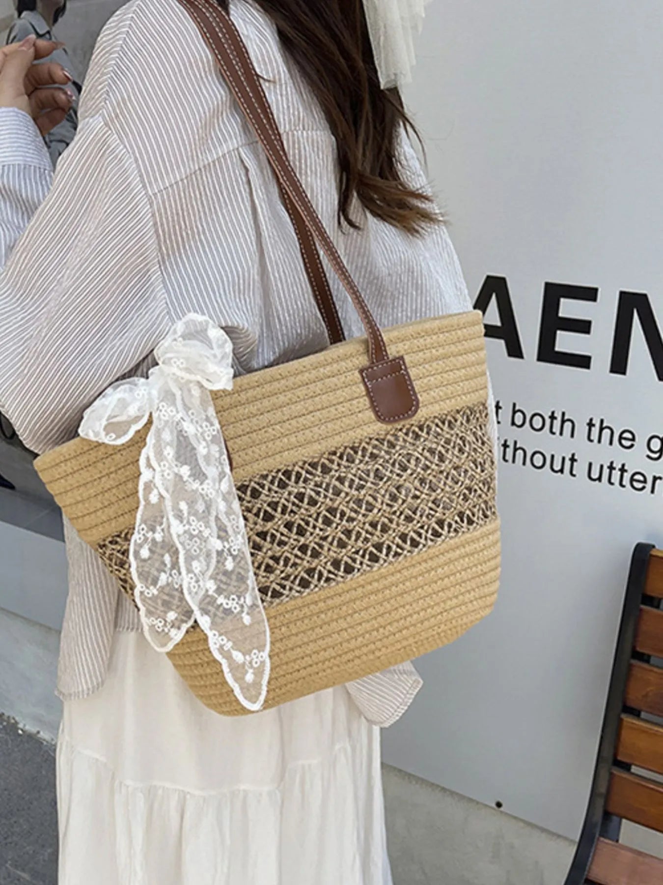 Woven Straw Shoulder Bag Easy Apparels