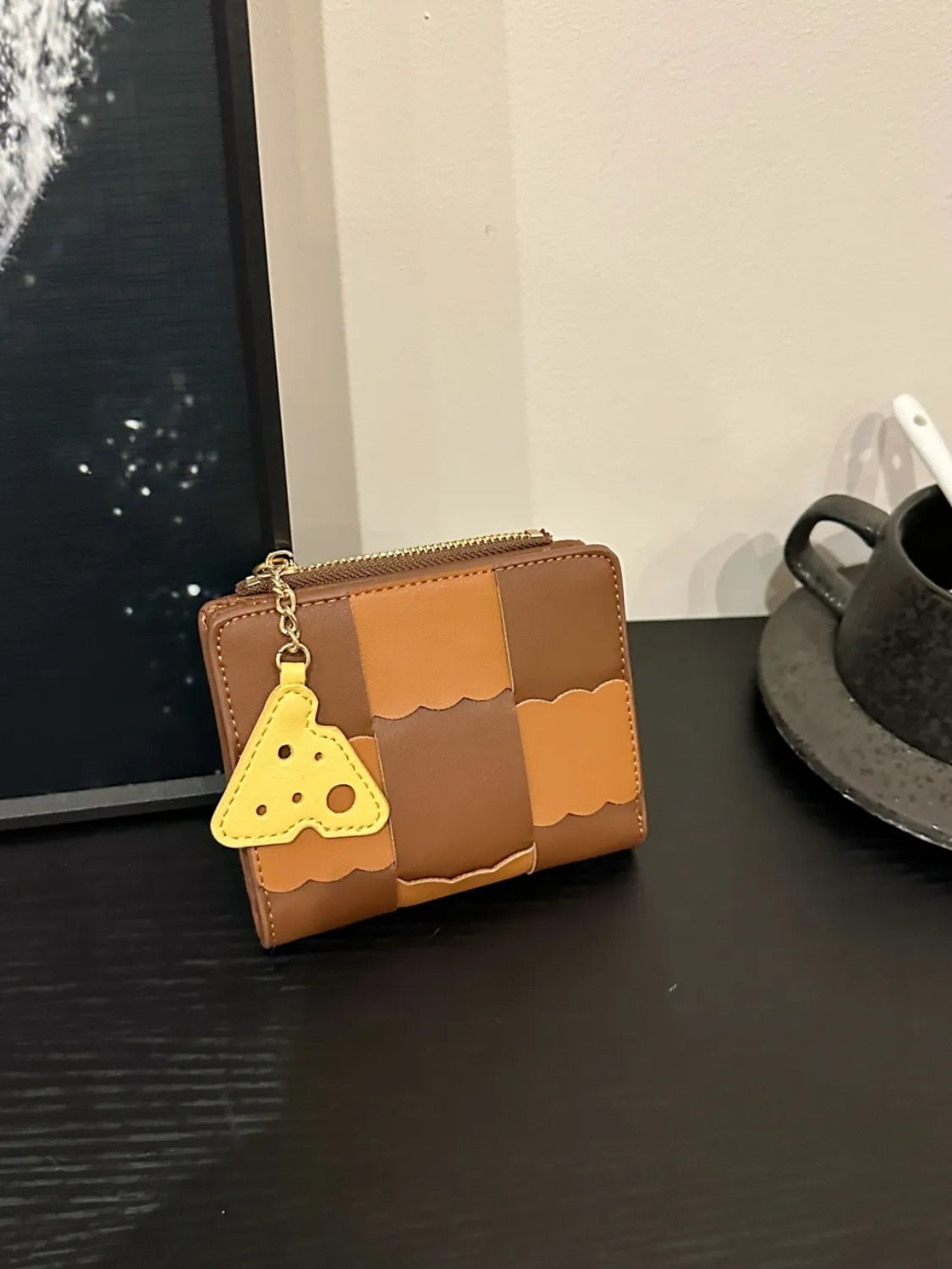 PU Leather Color Block Wallet Ochre One Size Easy Apparels