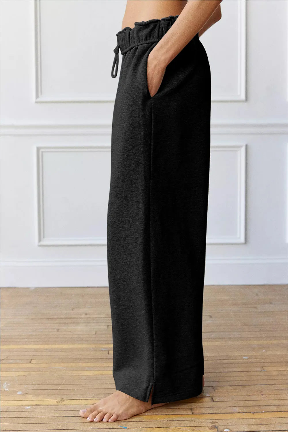 Drawstring Wide Leg Active Pants Easy Apparels