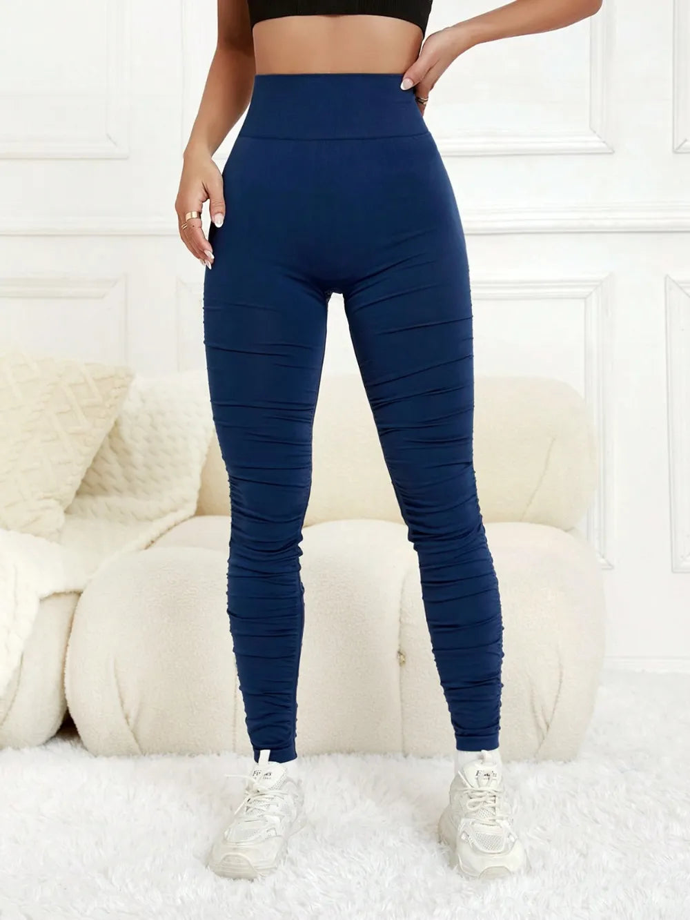 Ruched High Waist Active Leggings Easy Apparels
