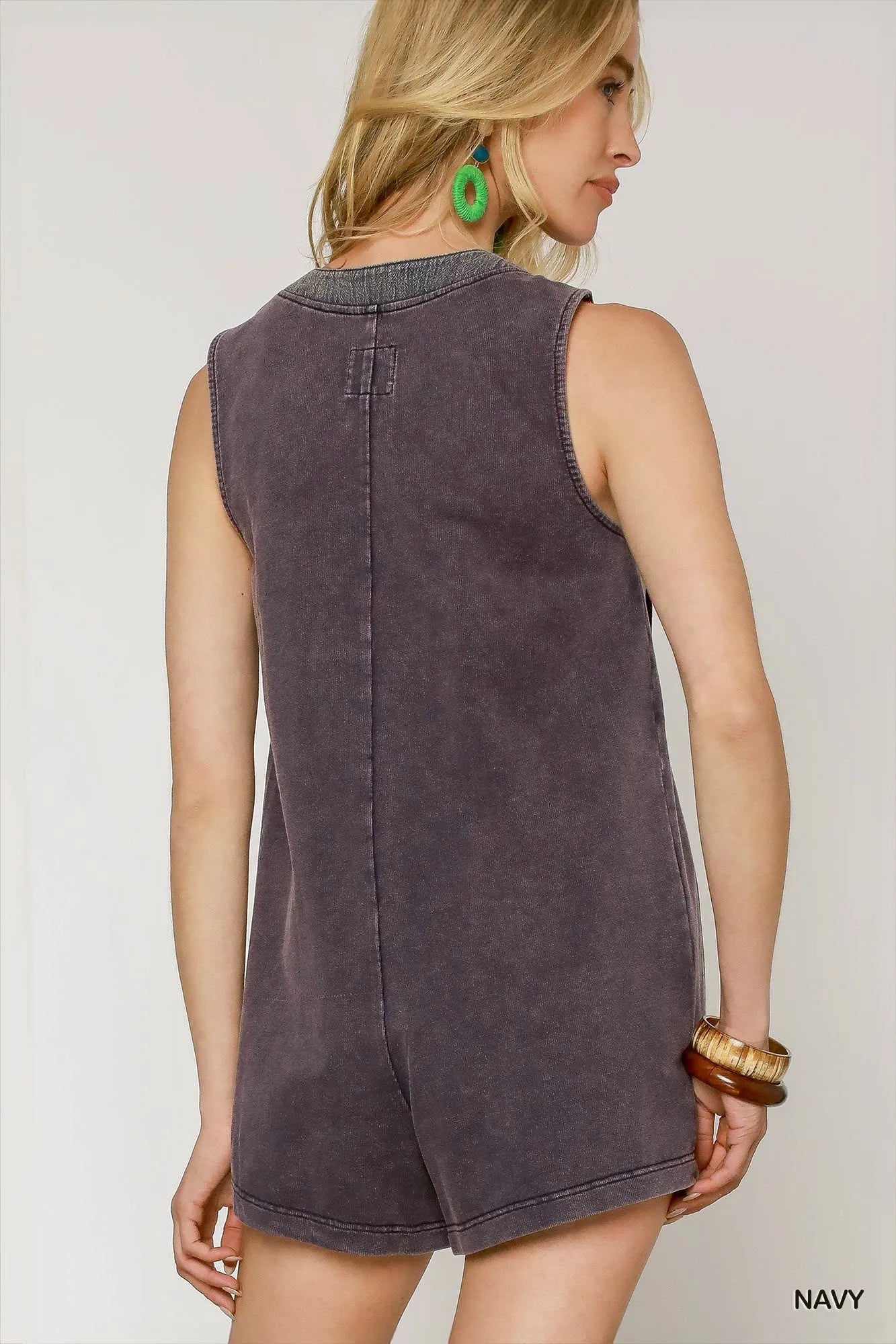 Umgee Tie Front Sleeveless Romper Easy Apparels