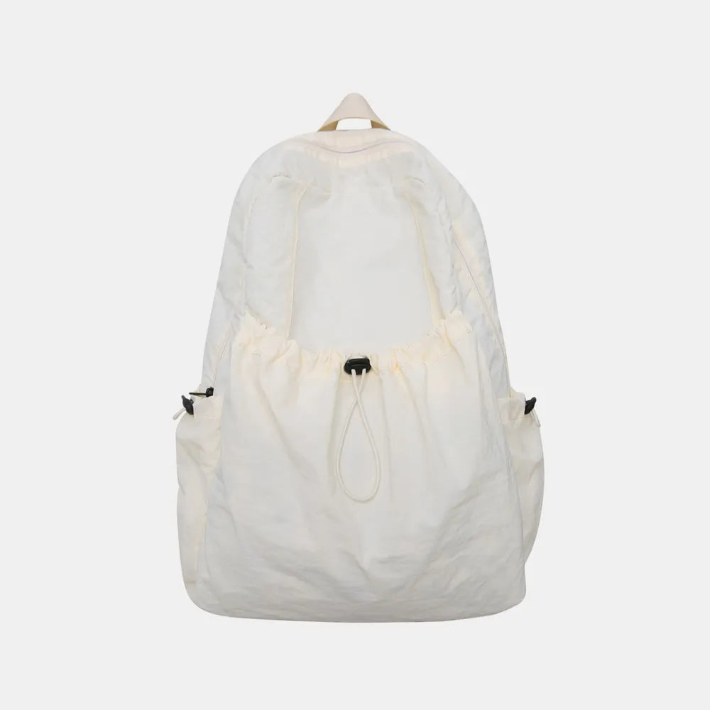 Drawstring Nylon Backpack Bag Ivory One Size Easy Apparels