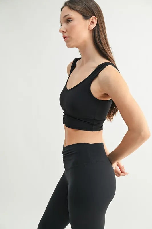 MONO B Ruched Front Active Tank Easy Apparels