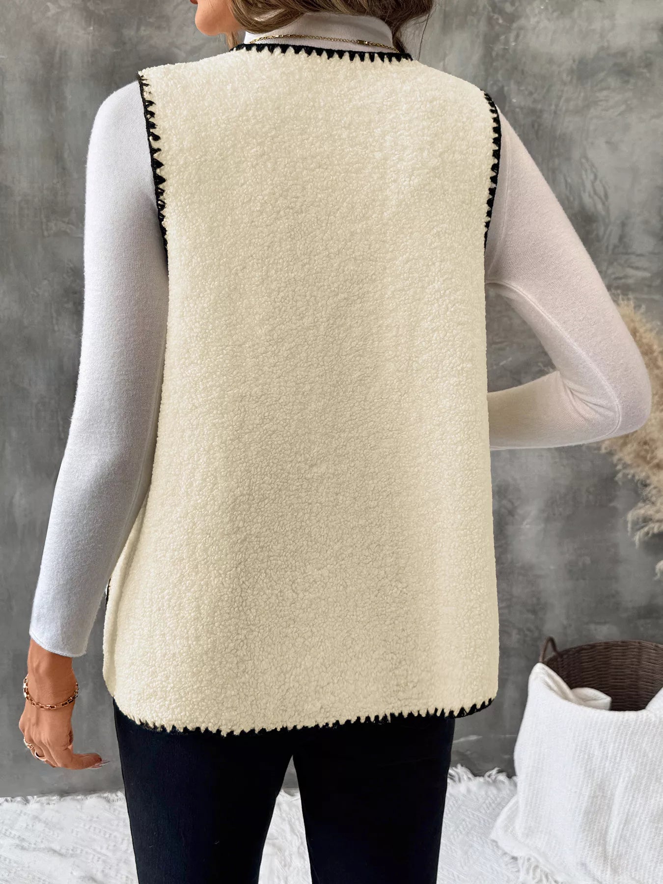 V-Neck Button Up Vest Coat Easy Apparels