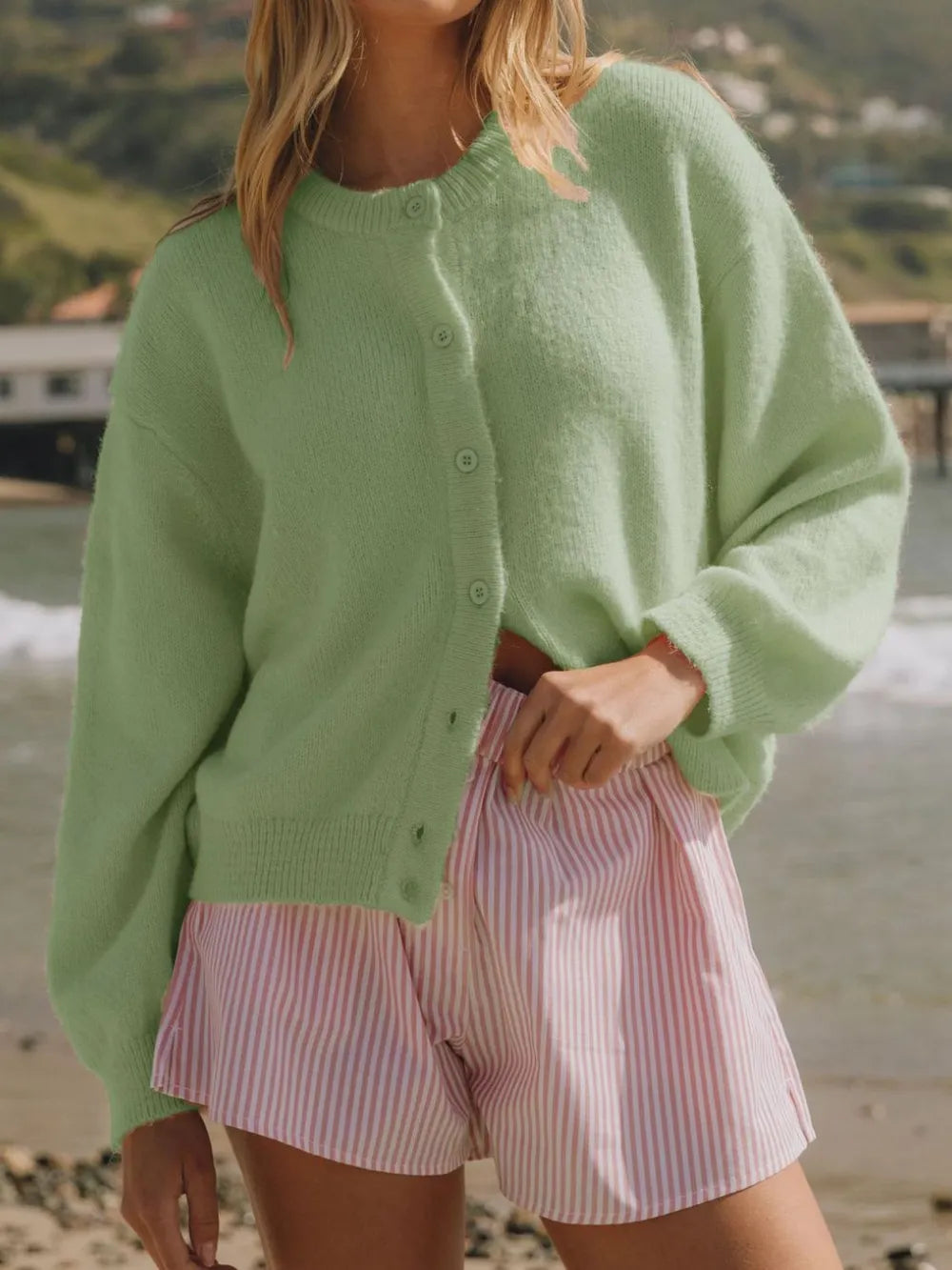 Button Down Long Sleeve Cardigan Easy Apparels