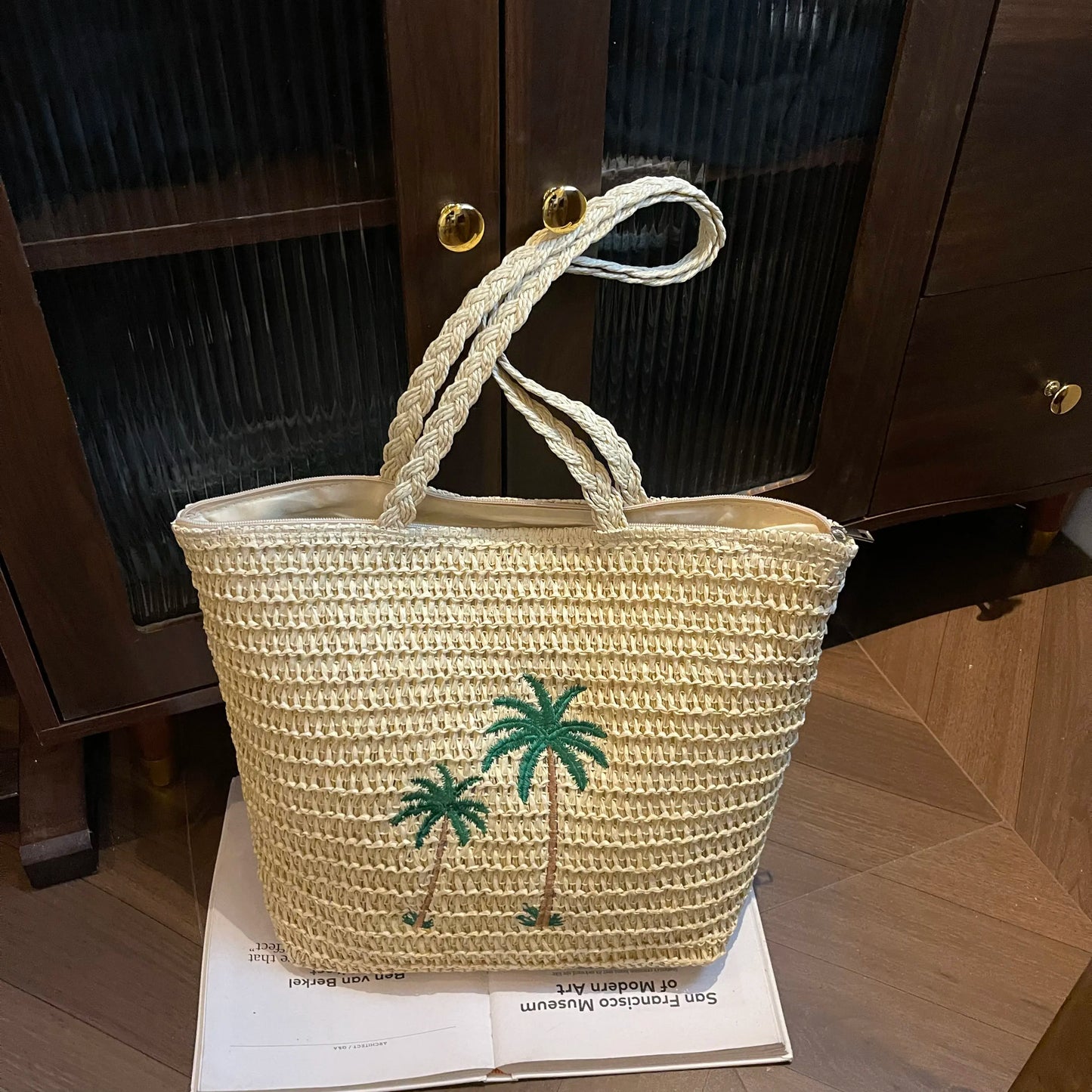 Palm Tree Woven Straw Shoulder Bag Easy Apparels
