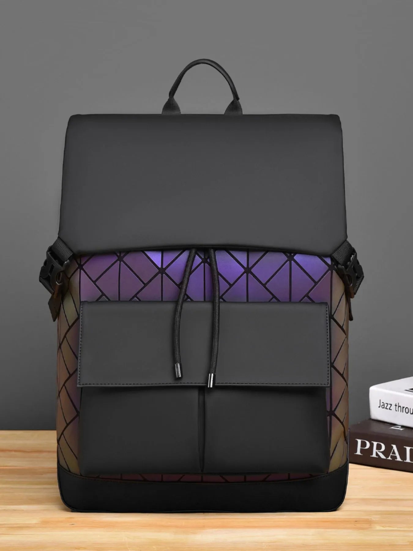 Modern Drawstring Backpack Bag Laser Black One Size Easy Apparels