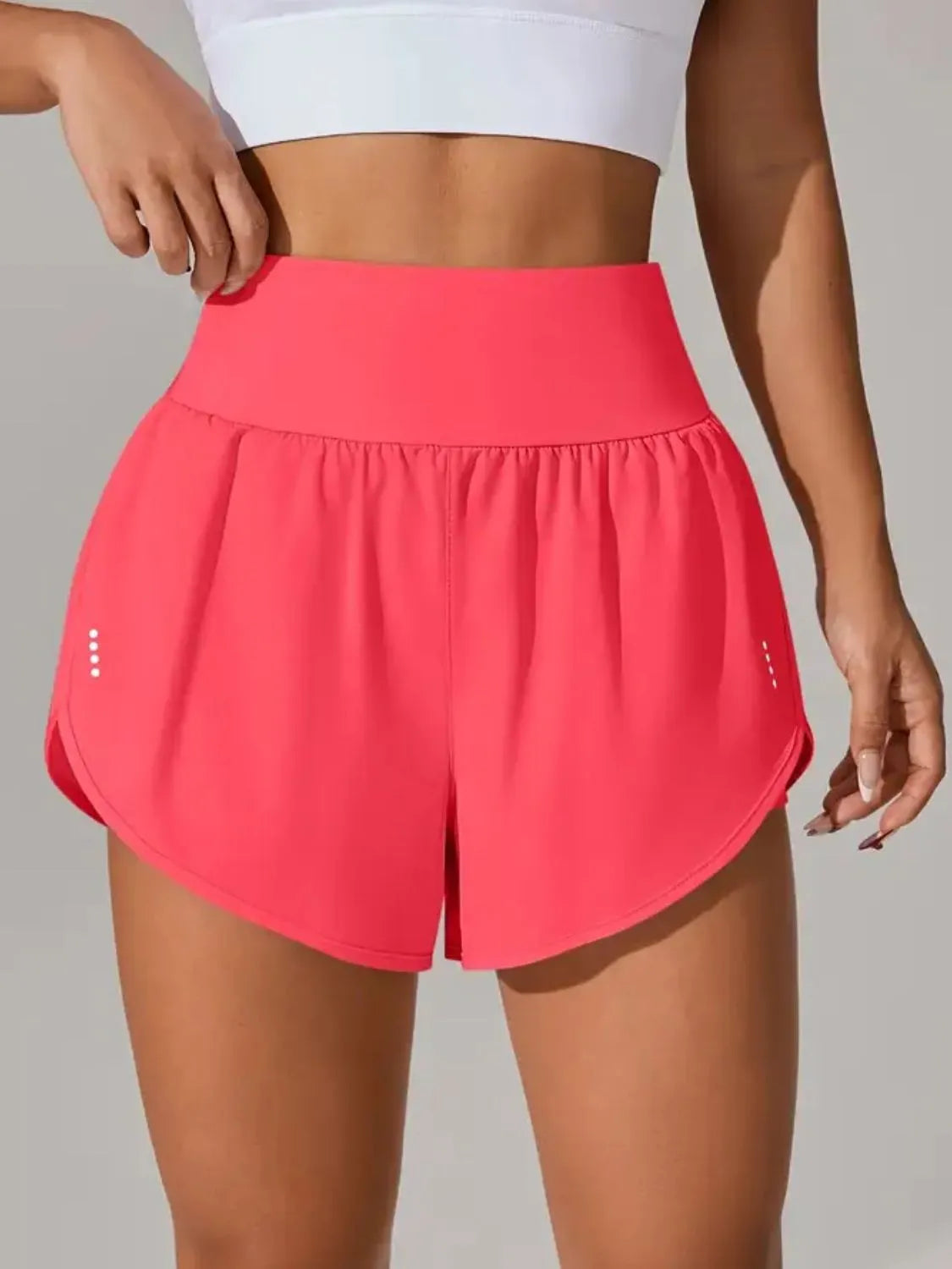 Pocketed High Waist Active Shorts Easy Apparels