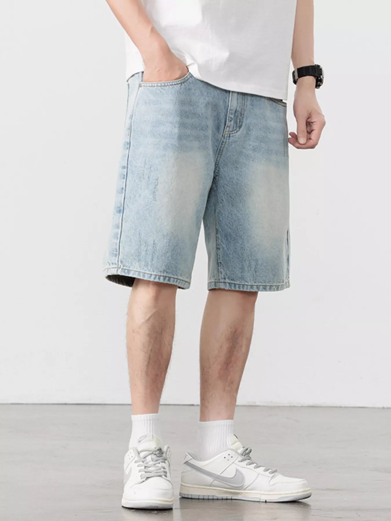Men's Washed Relaxed Fit Denim Shorts Easy Apparels